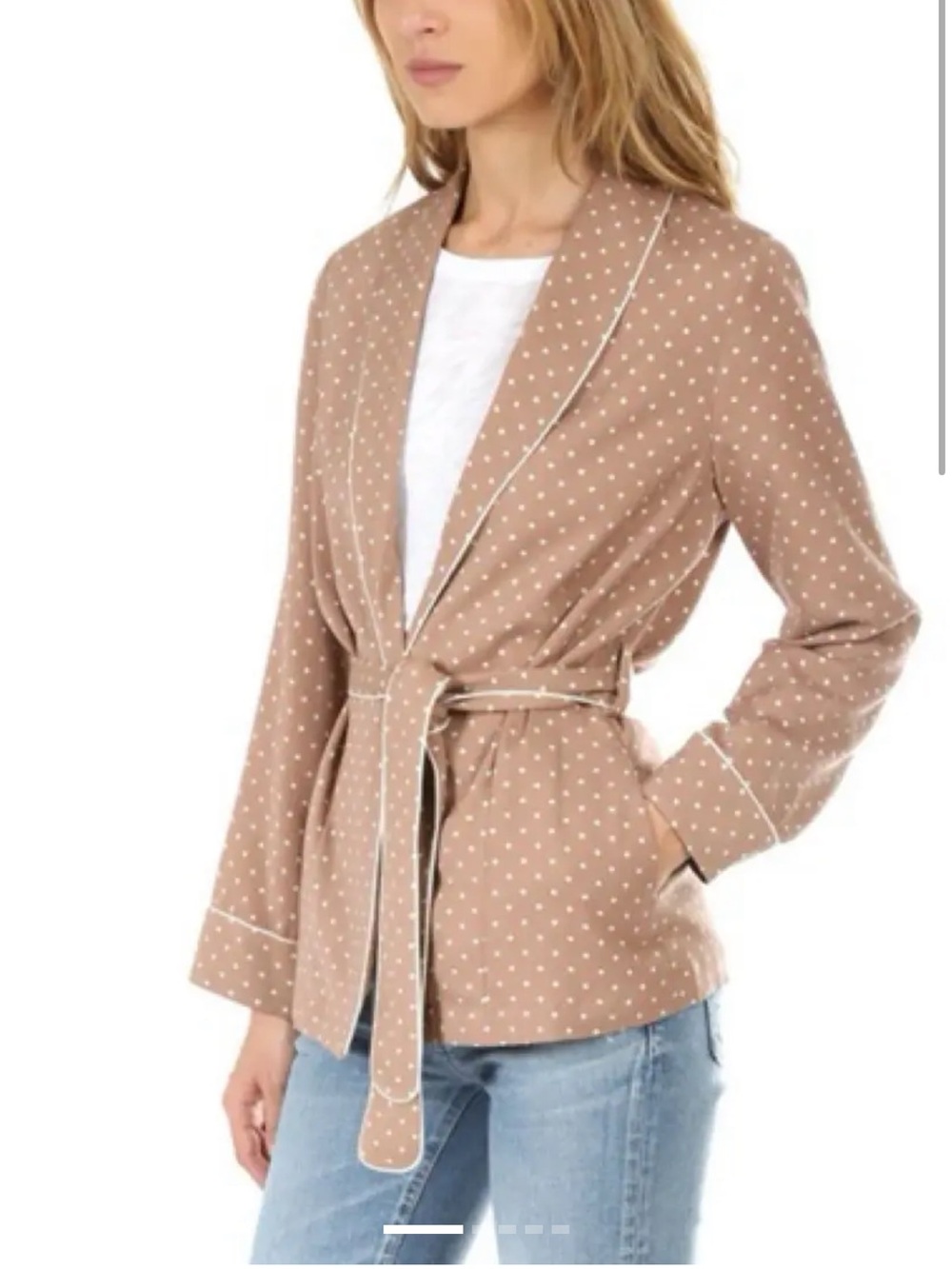 Frame Denim Brown Polka Dot Tie-Waist Blazer
